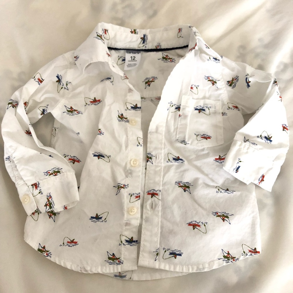 Carter’s 12 M white fisherman button down